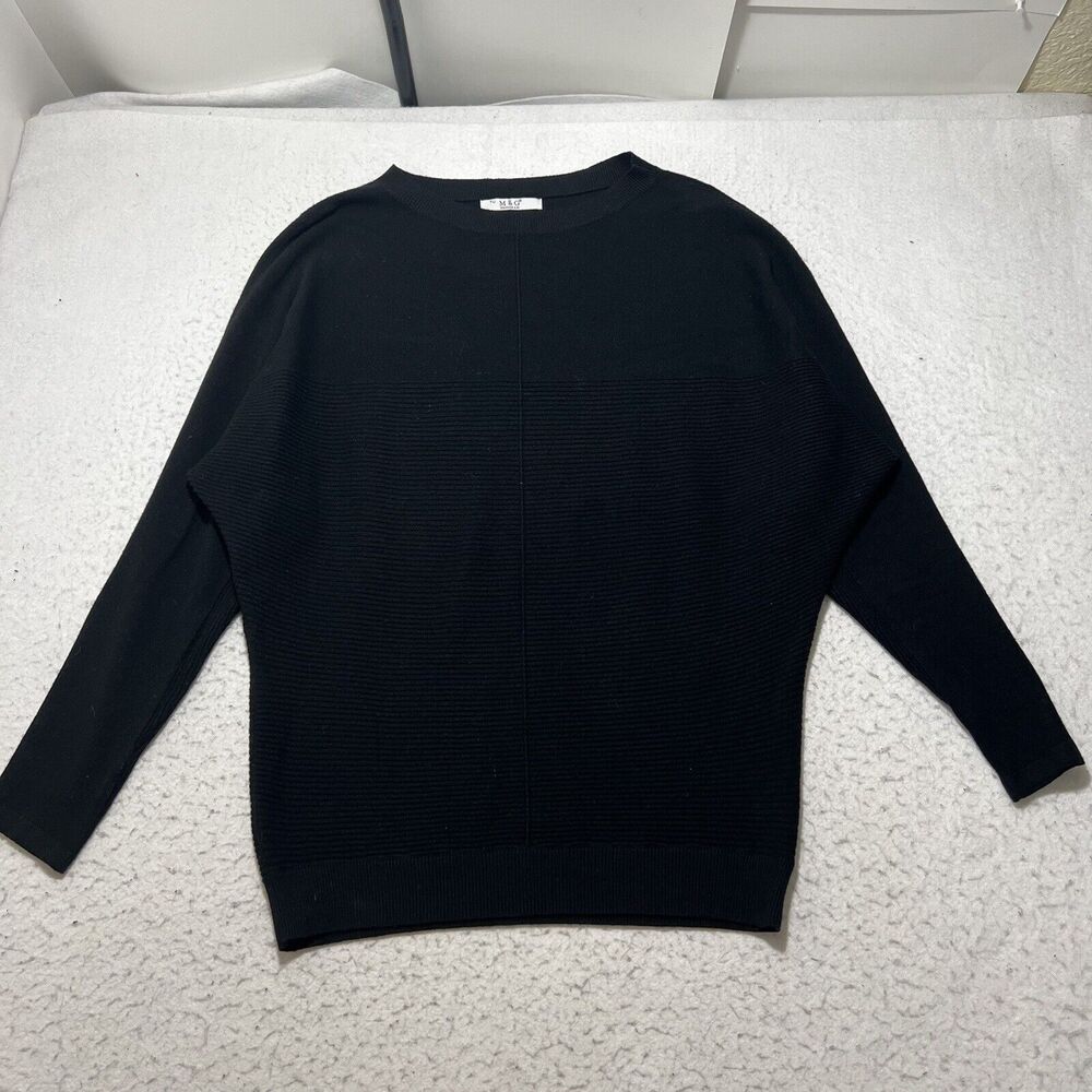 M&G Monogram Women's XL Pullover Knit Ribbed Sweater Boatneck Dolman Sleeve